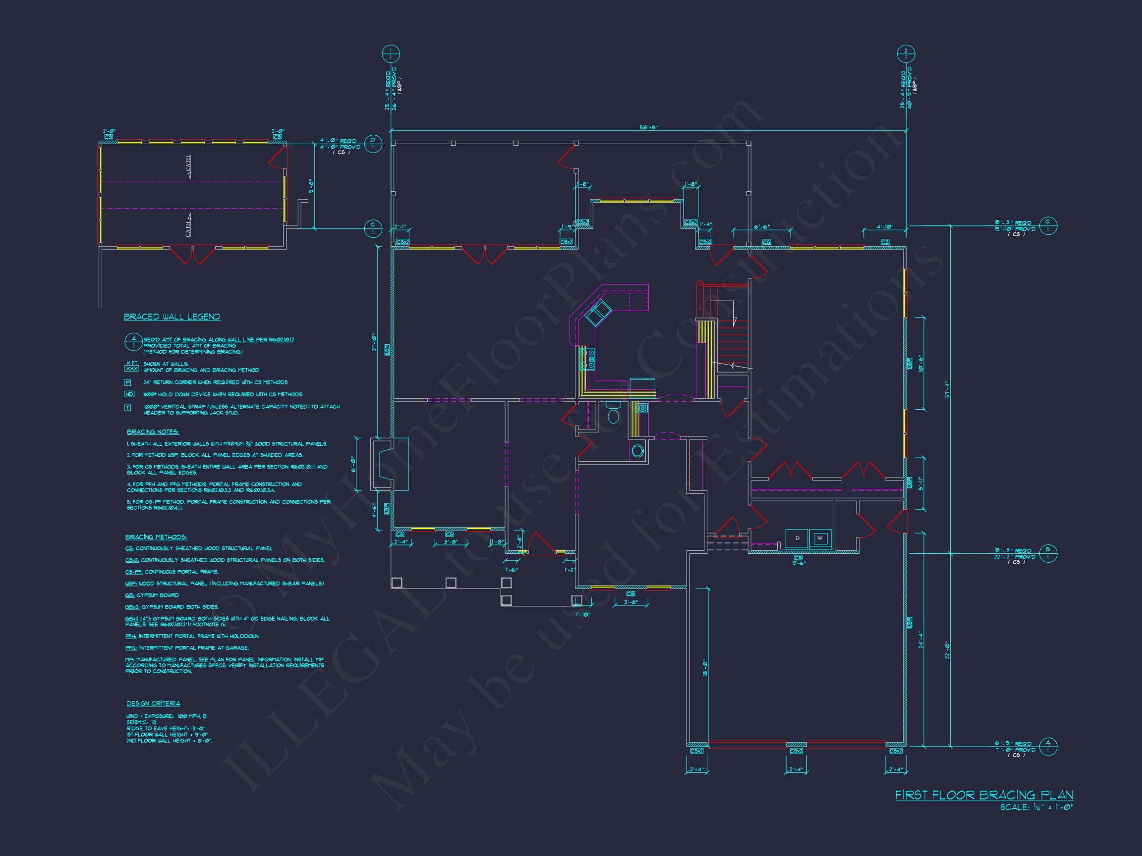 house Floor Plan Blueprint with CAD Designs for 2-story House