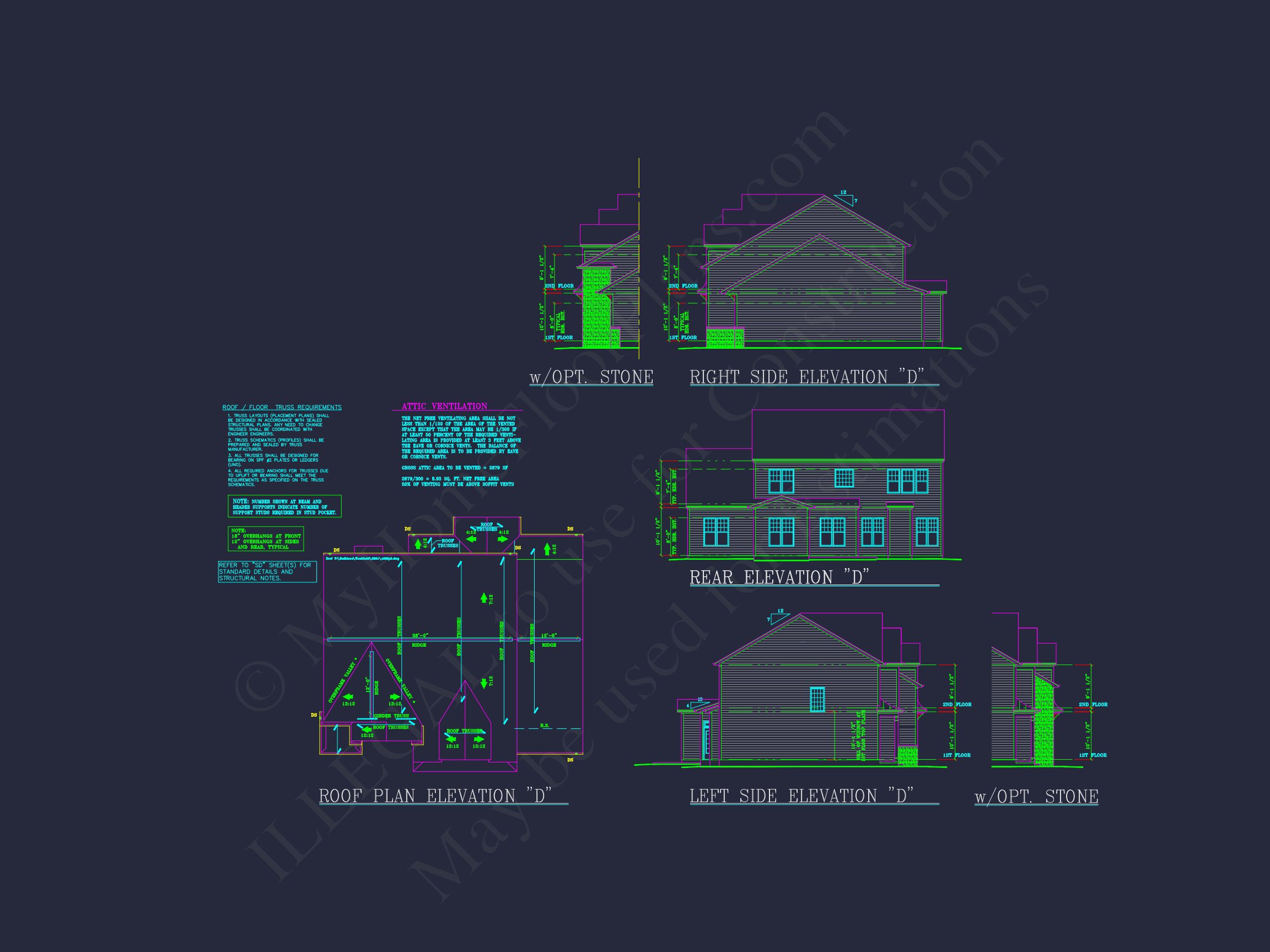 house Plan Blueprint: Spacious 4-Bed,2-Story Design with 3 Garages