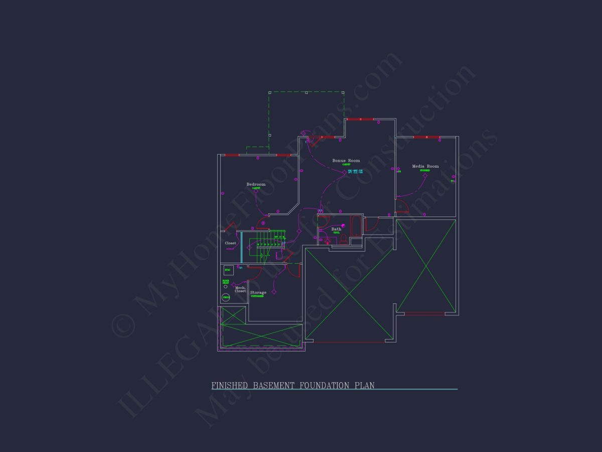 house Plan Blueprint: Spacious 4-Bed, 2-Story Design with 3 Garages