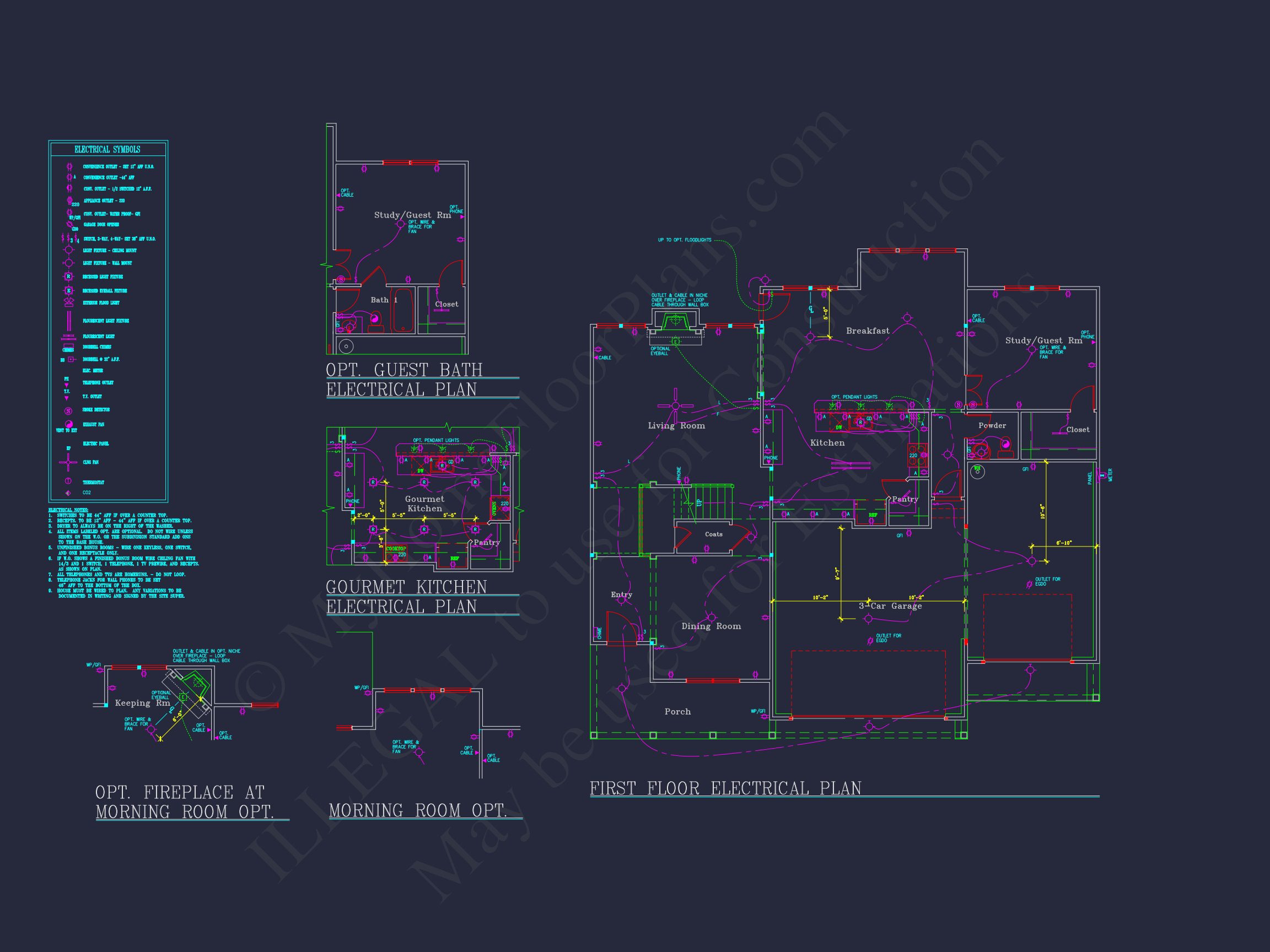 house Plan Blueprint: Spacious 4-Bed,2-Story Design with 3 Garages
