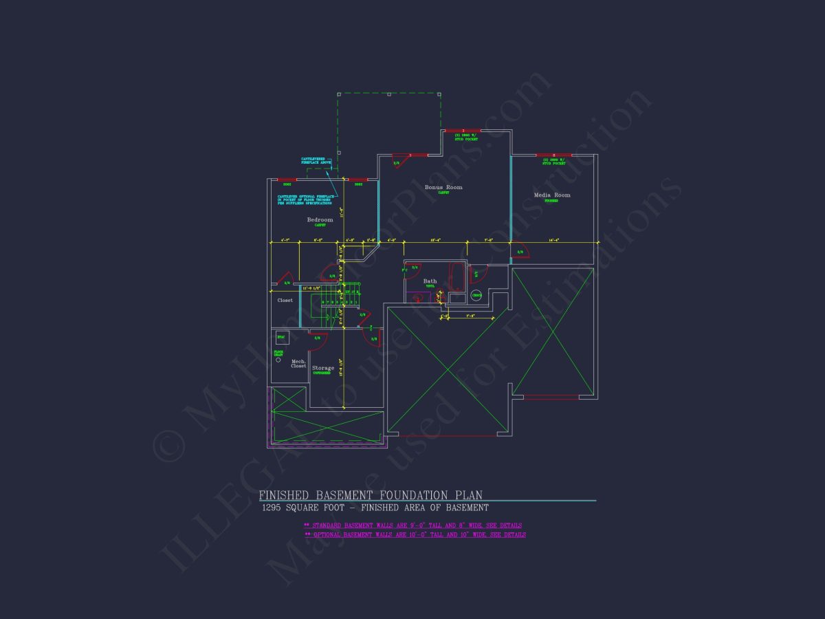 house Plan Blueprint: Spacious 4-Bed, 2-Story Design with 3 Garages