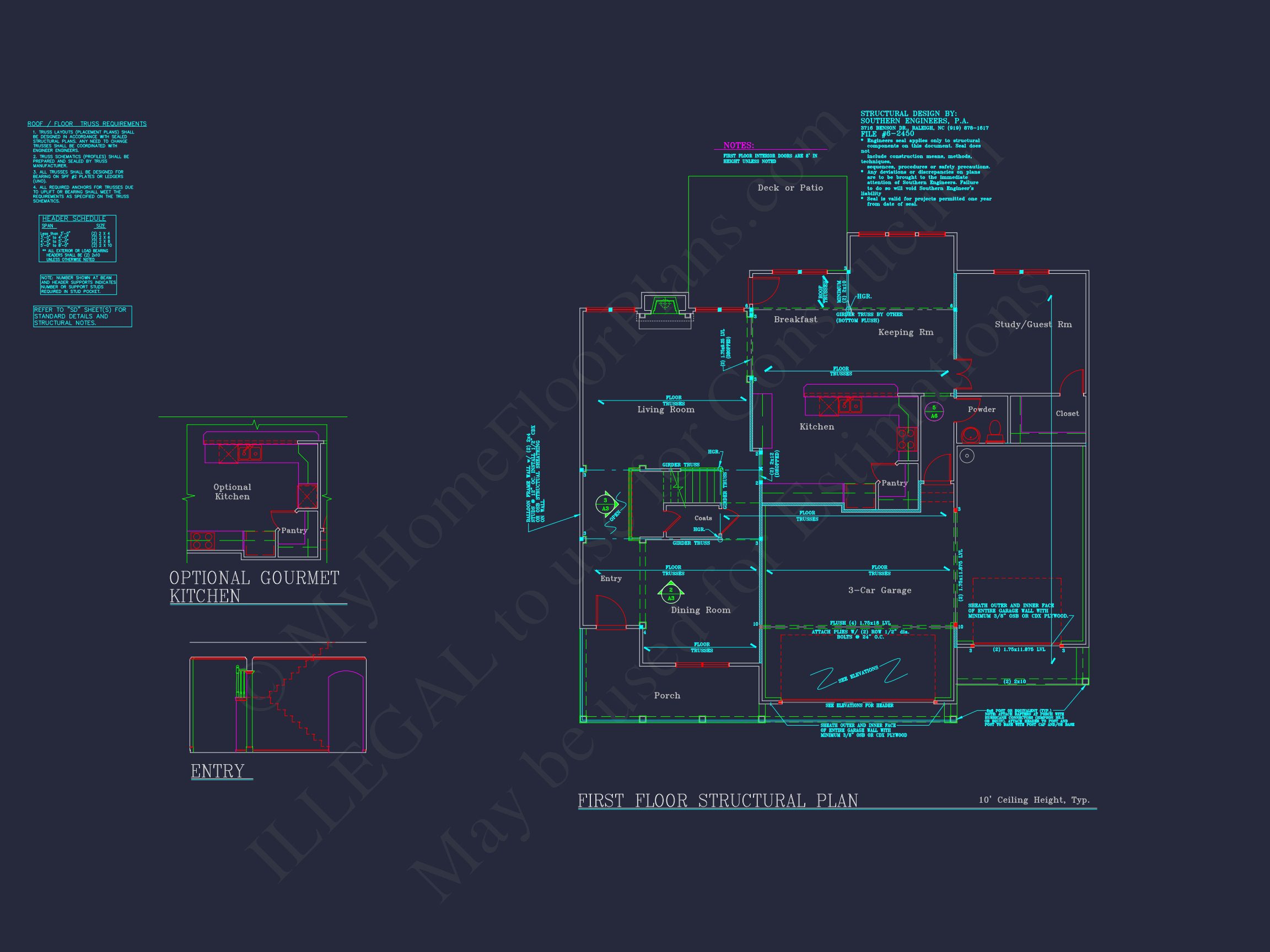 house Plan Blueprint: Spacious 4-Bed,2-Story Design with 3 Garages