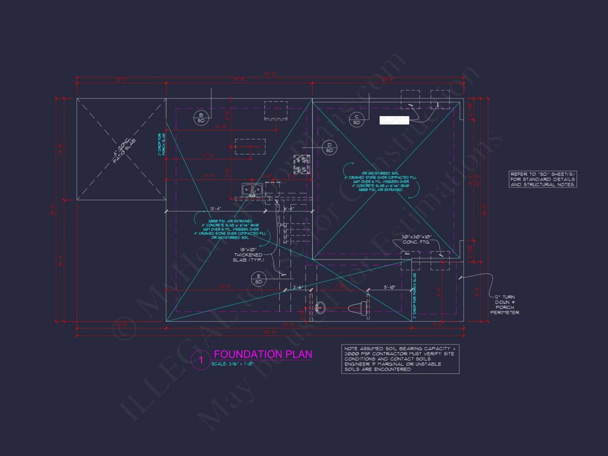 house Plan Blueprint with 2 Floors, 3 Beds, and Garage