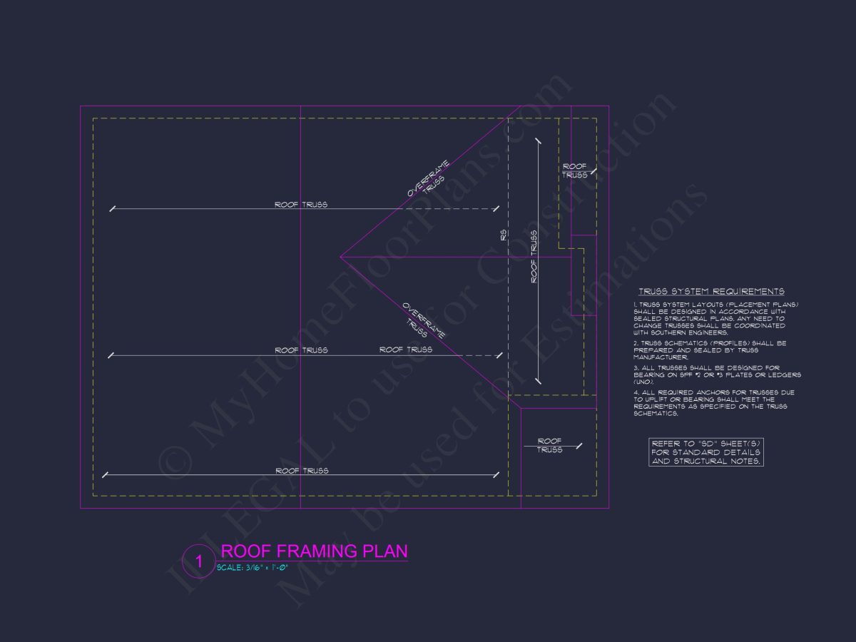house Plan Blueprint with 2 Floors, 3 Beds, and Garage
