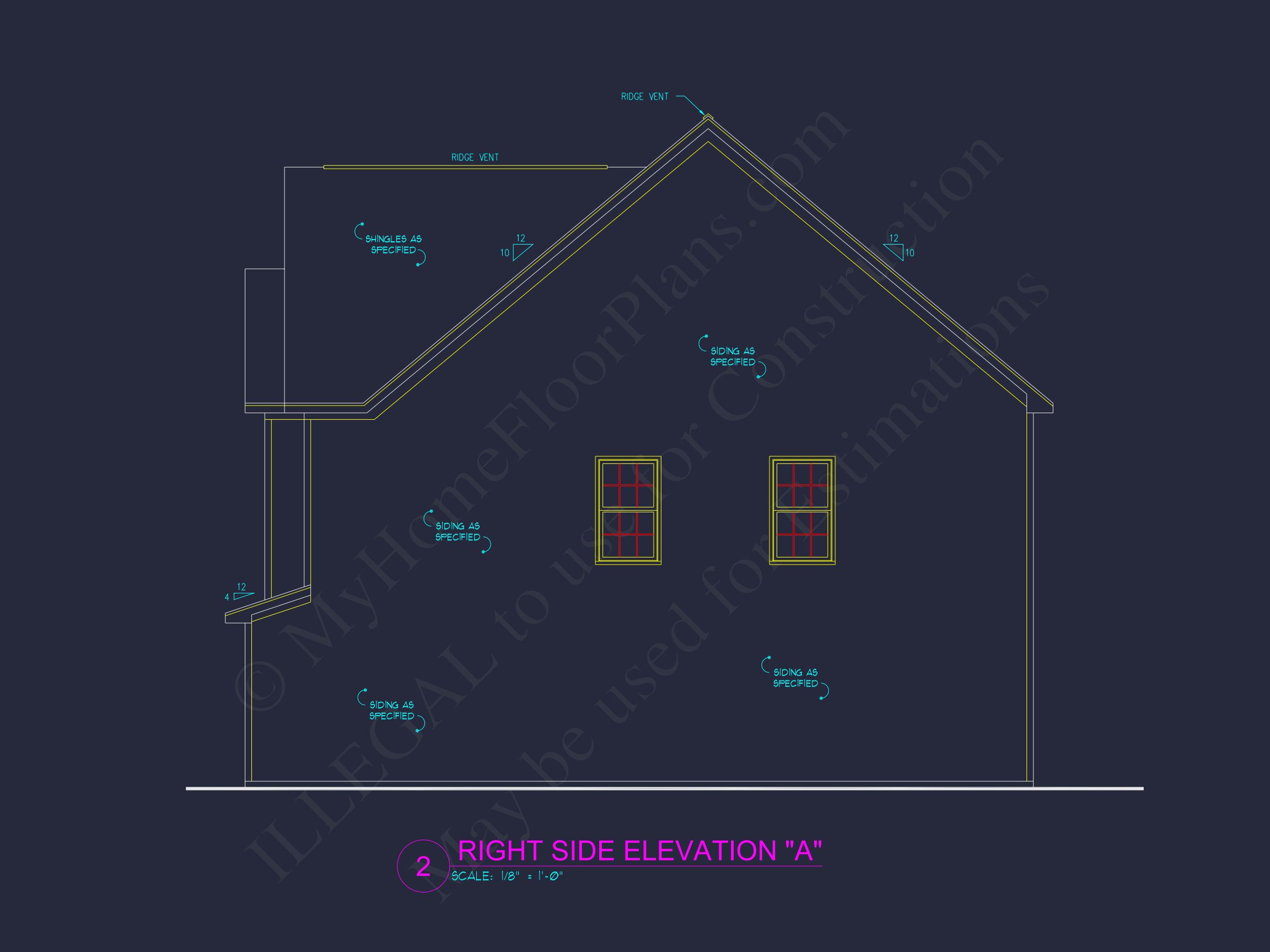 house Plan Blueprint with 2 Floors,3 Beds,and Garage