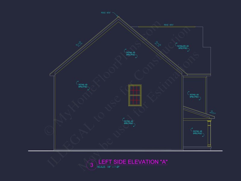 house Plan Blueprint with 2 Floors, 3 Beds, and Garage