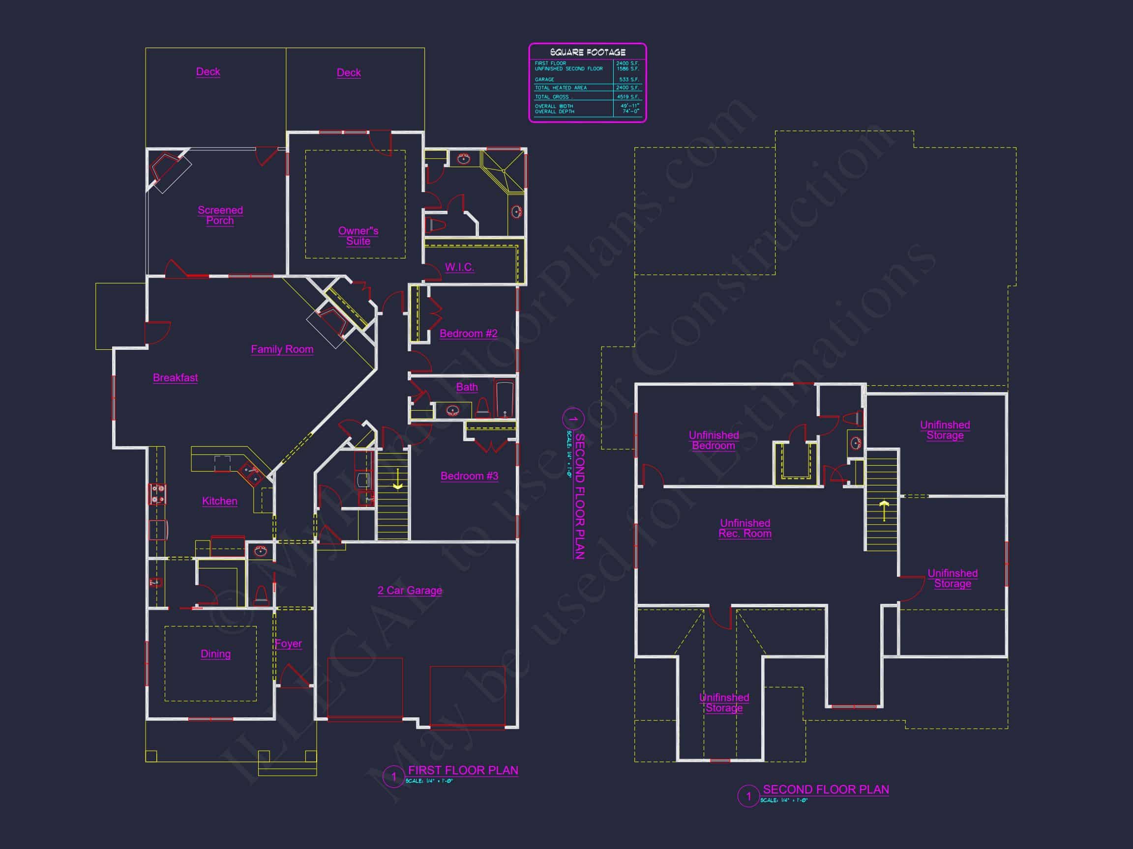 house Plan for Modern Craftsman Design and CAD Blueprint