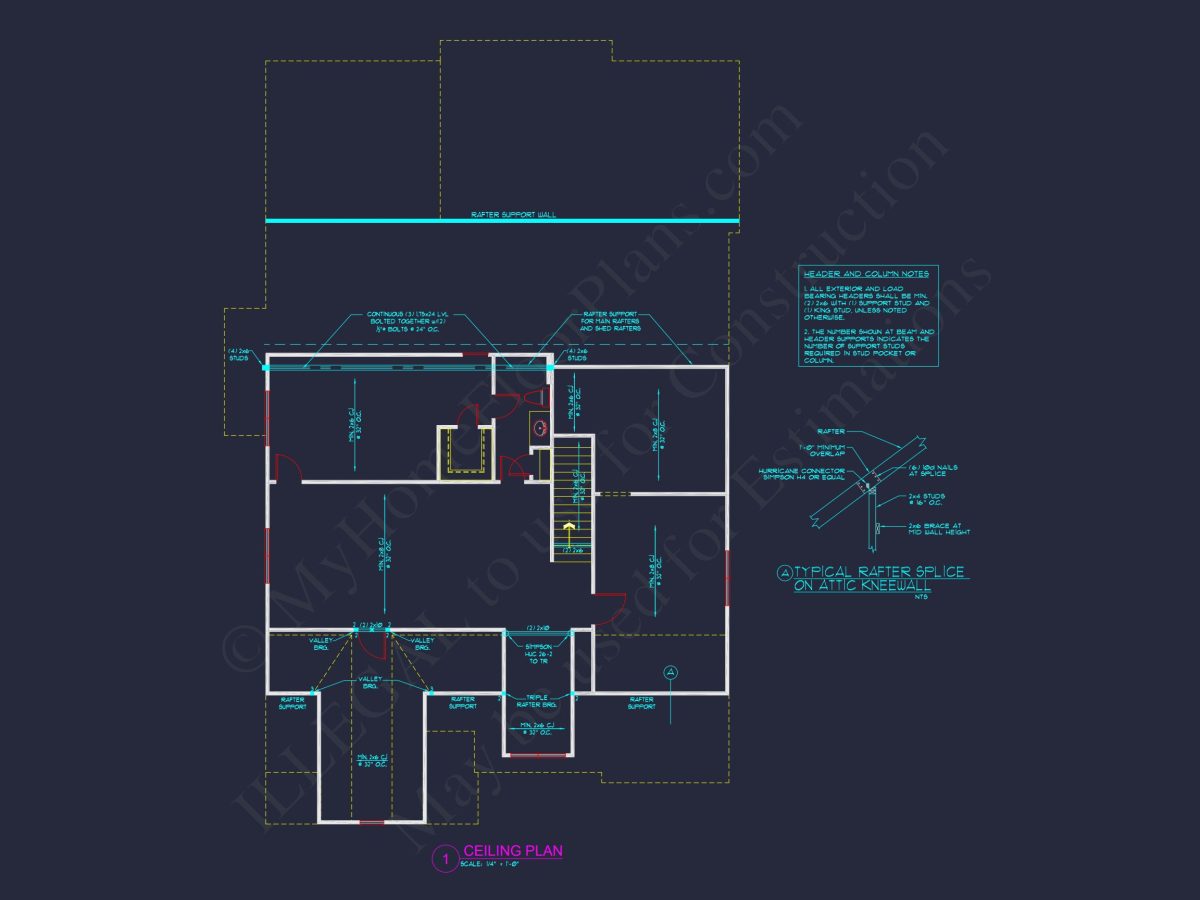 house Plan for Modern Craftsman Design and CAD Blueprint