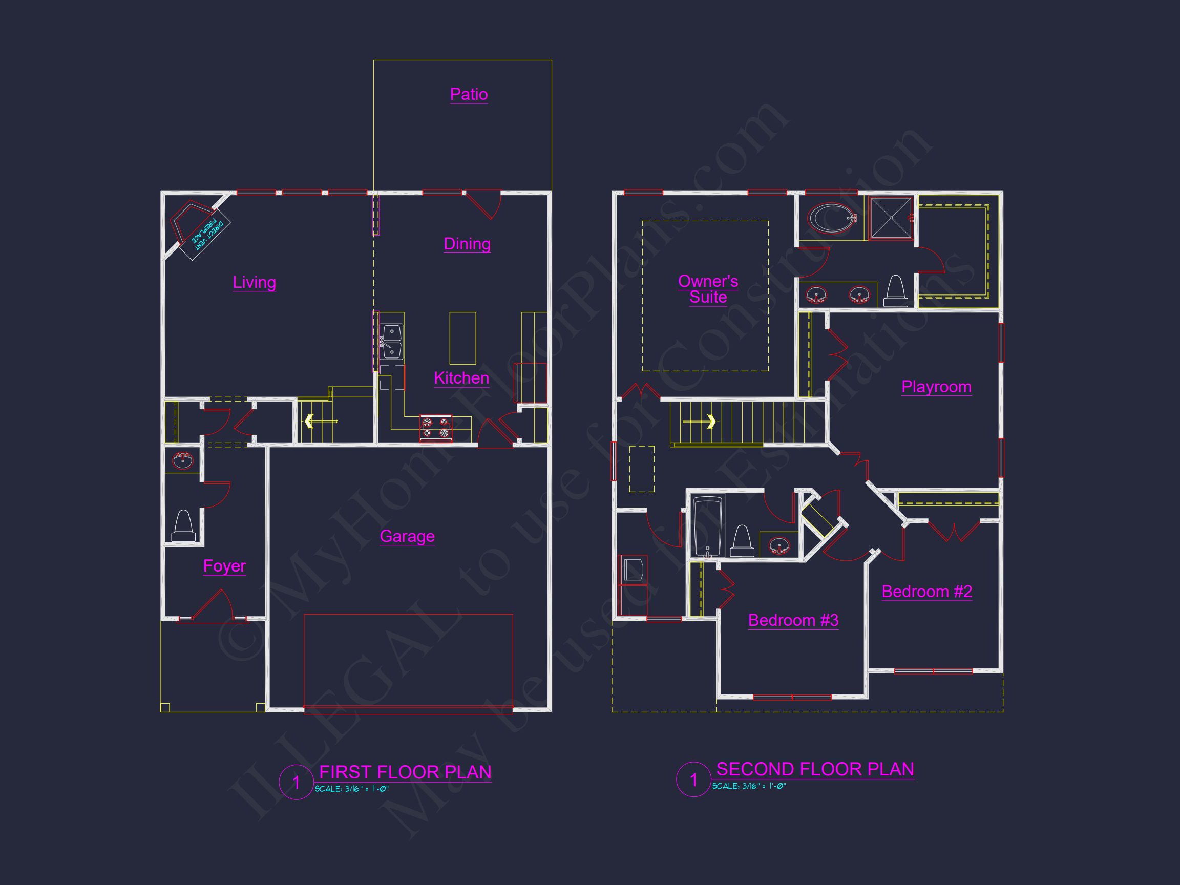 house Plan with 2 Floors,3 Bedrooms & Bonus Room Designs