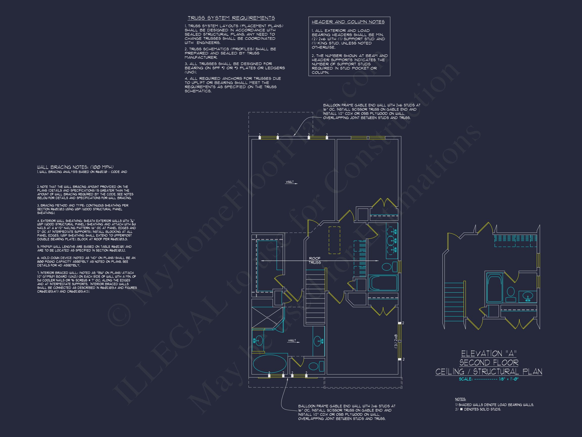 house Plan with 2-Story CAD Designs,3 Bedrooms & Garage