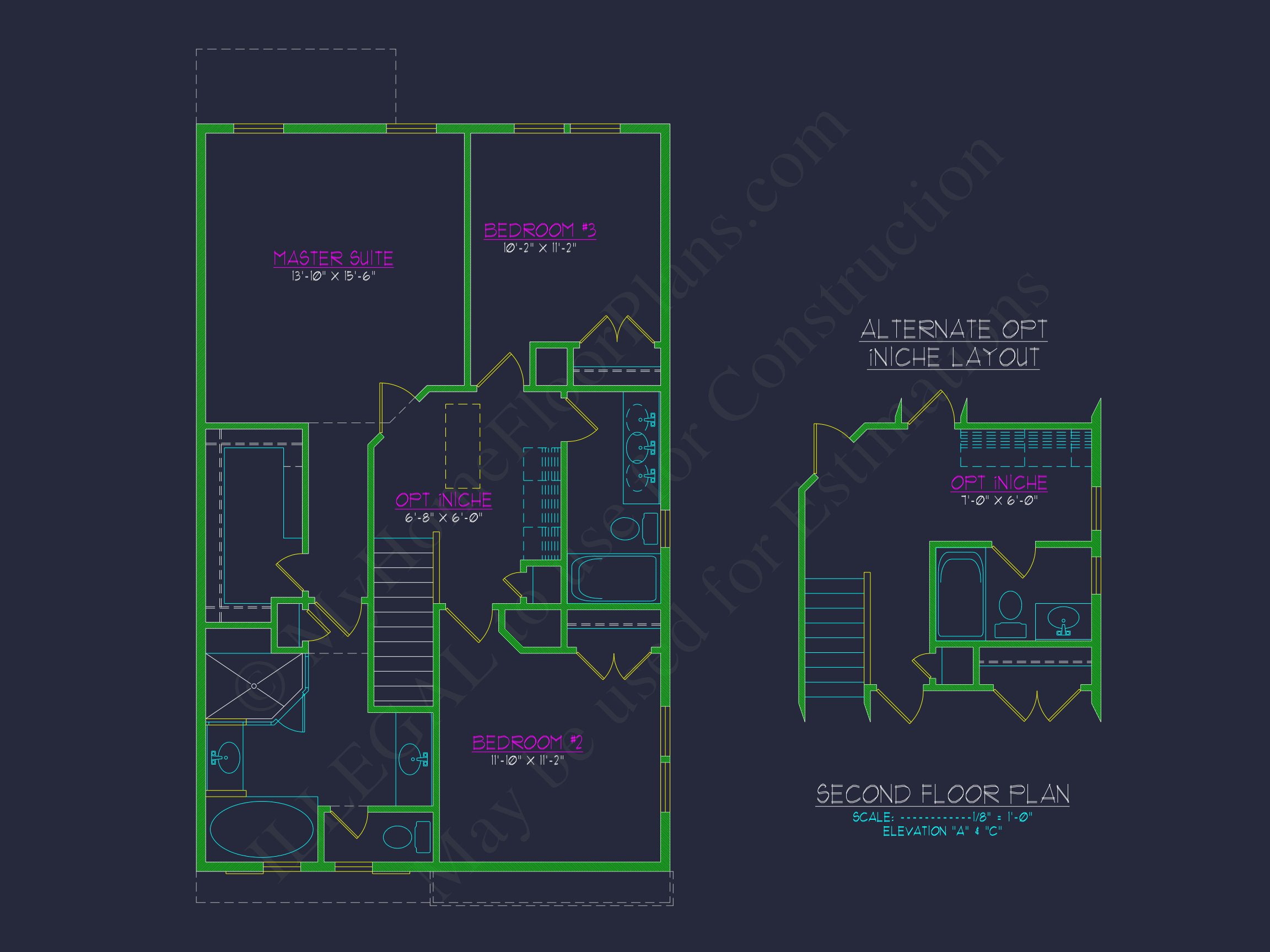 house Plan with 2-Story CAD Designs,3 Bedrooms & Garage