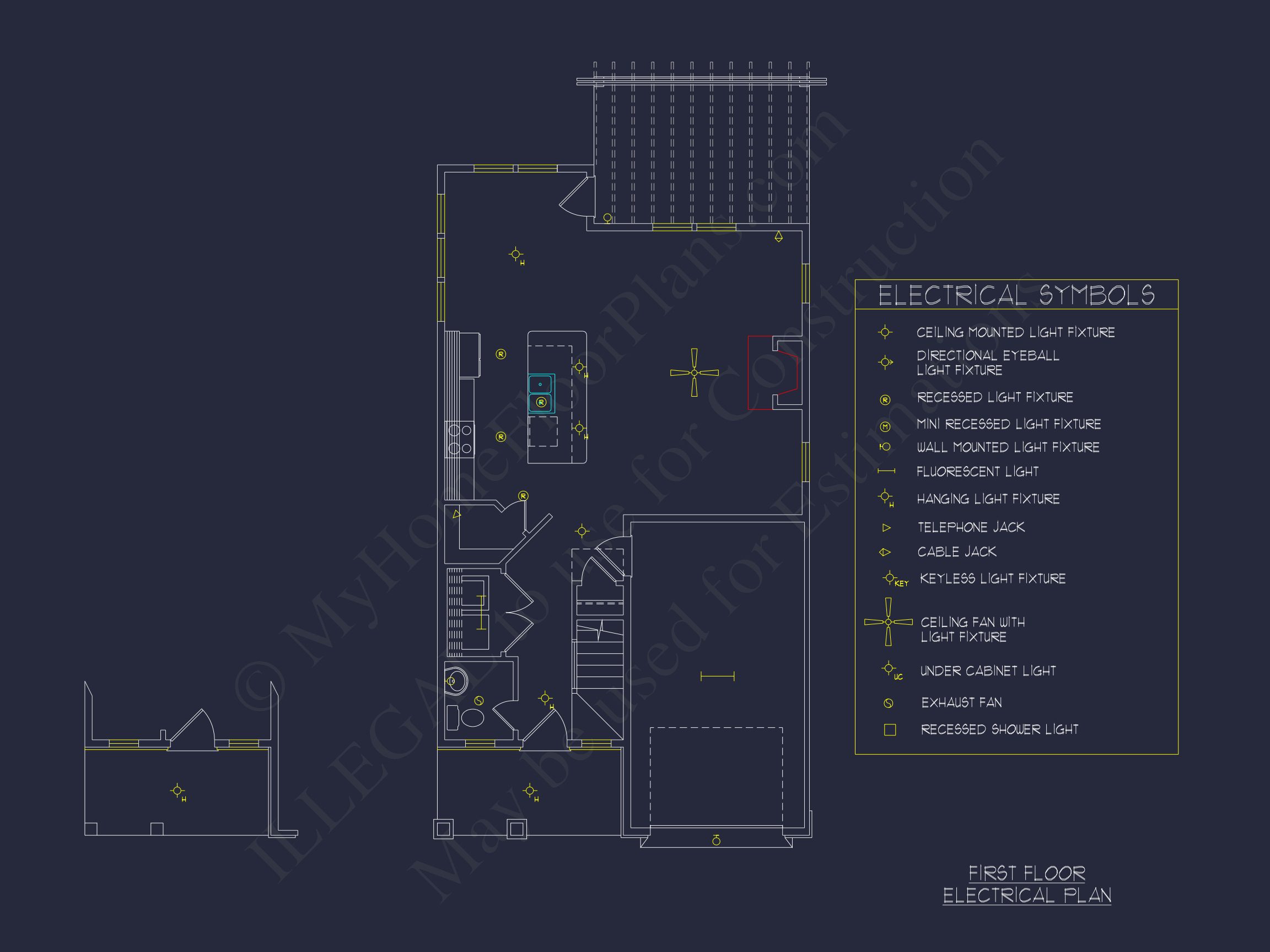 house Plan with 2-Story CAD Designs,3 Bedrooms & Garage