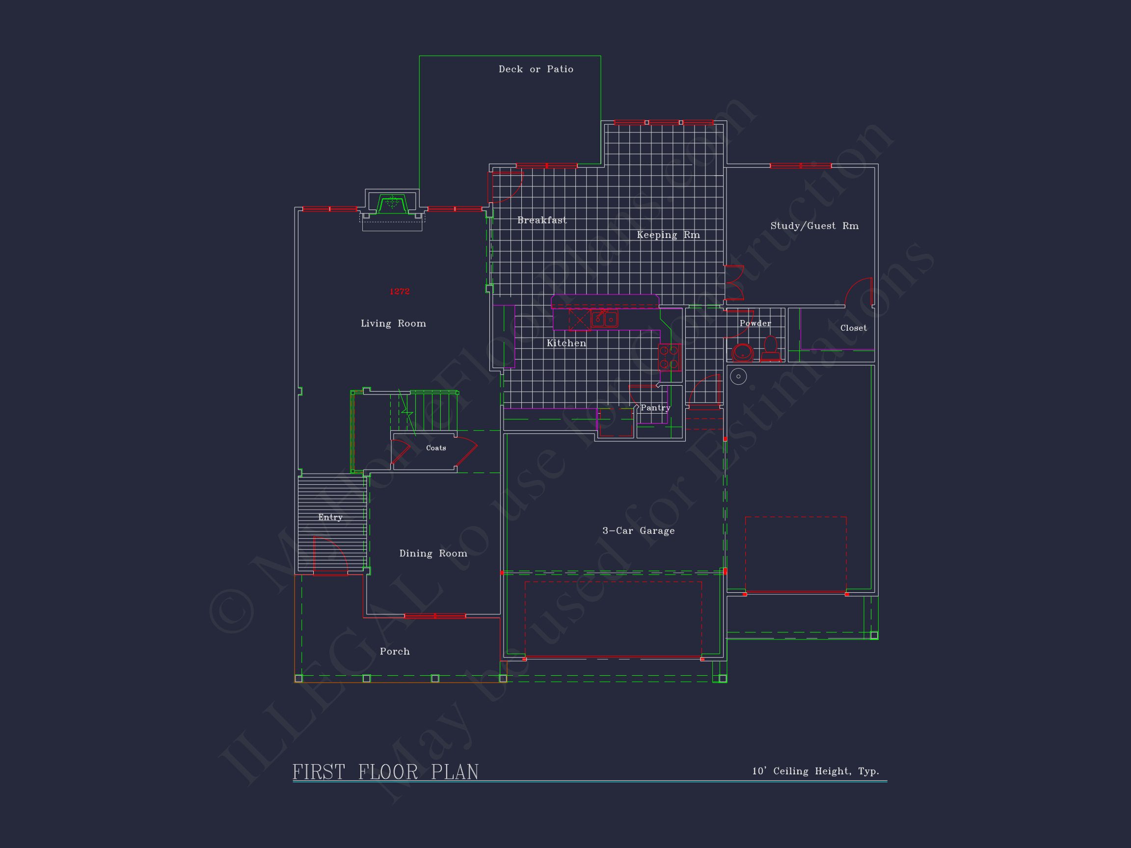 house Plan Blueprint: Spacious 4-Bed,2-Story Design with 3 Garages