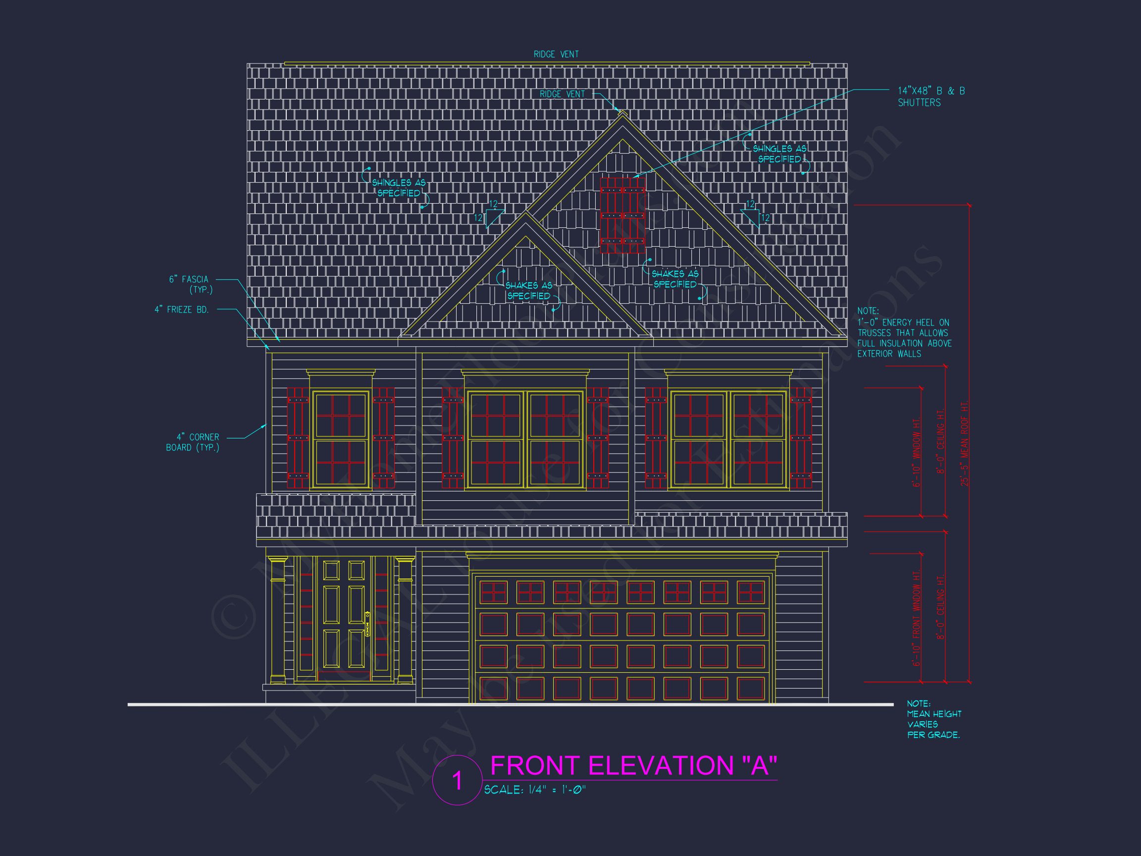 house Plan Blueprint with 2 Floors,3 Beds,and Garage
