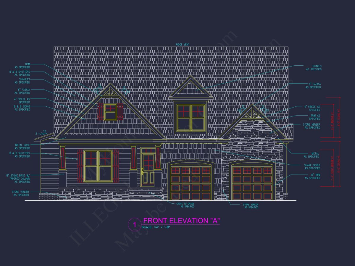 house Plan for Modern Craftsman Design and CAD Blueprint