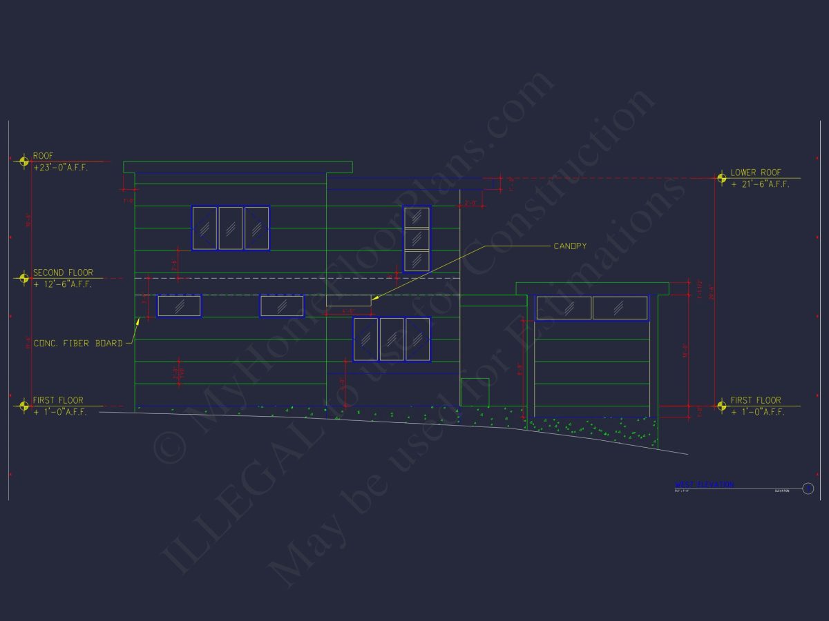 Modern 2-Story house Plan with CAD Blueprint Designs