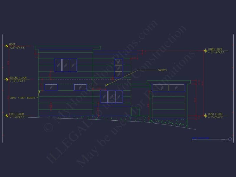 Modern 2-Story house Plan with CAD Blueprint Designs