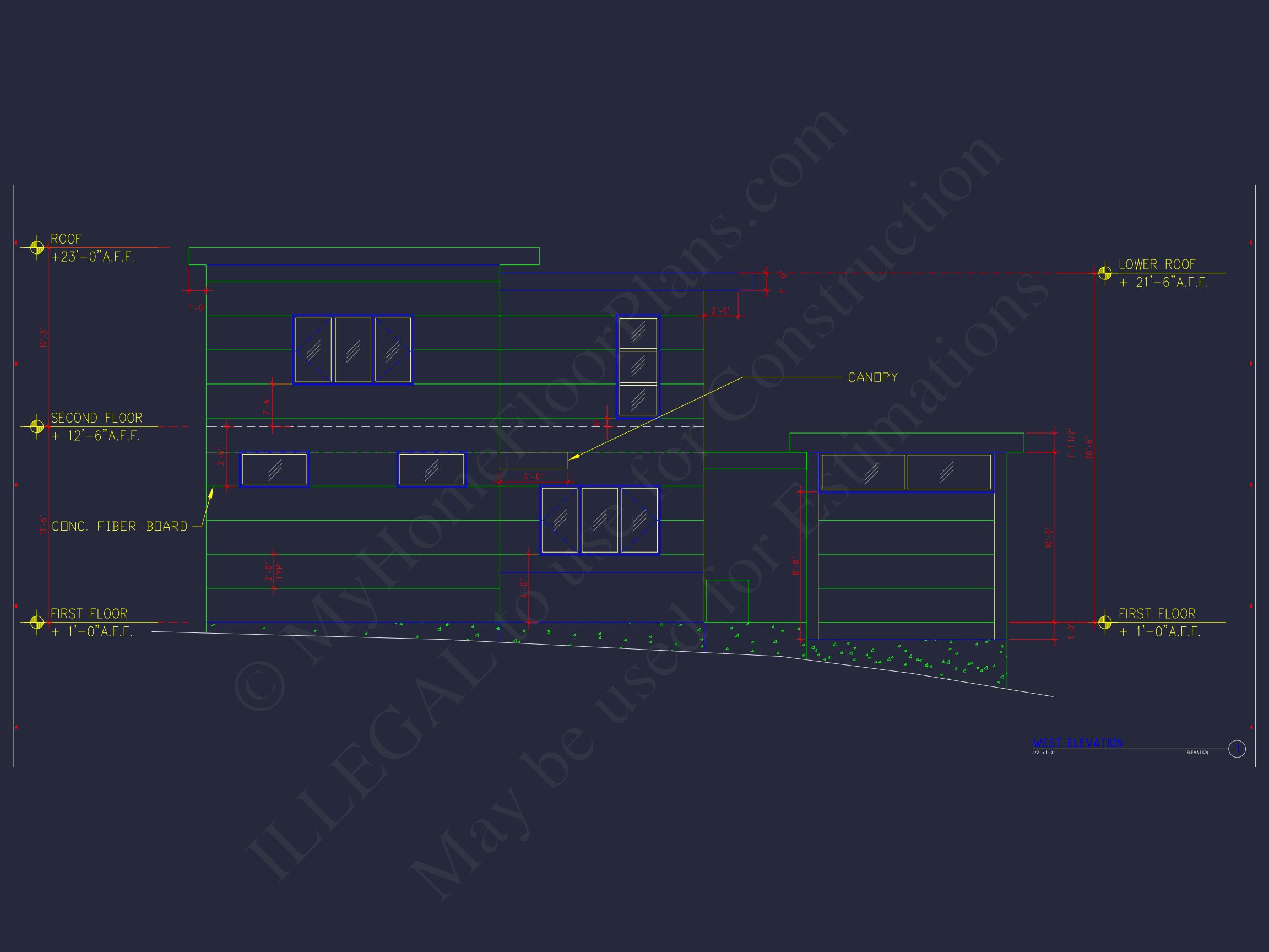 Modern 2-Story house Plan with CAD Blueprint Designs