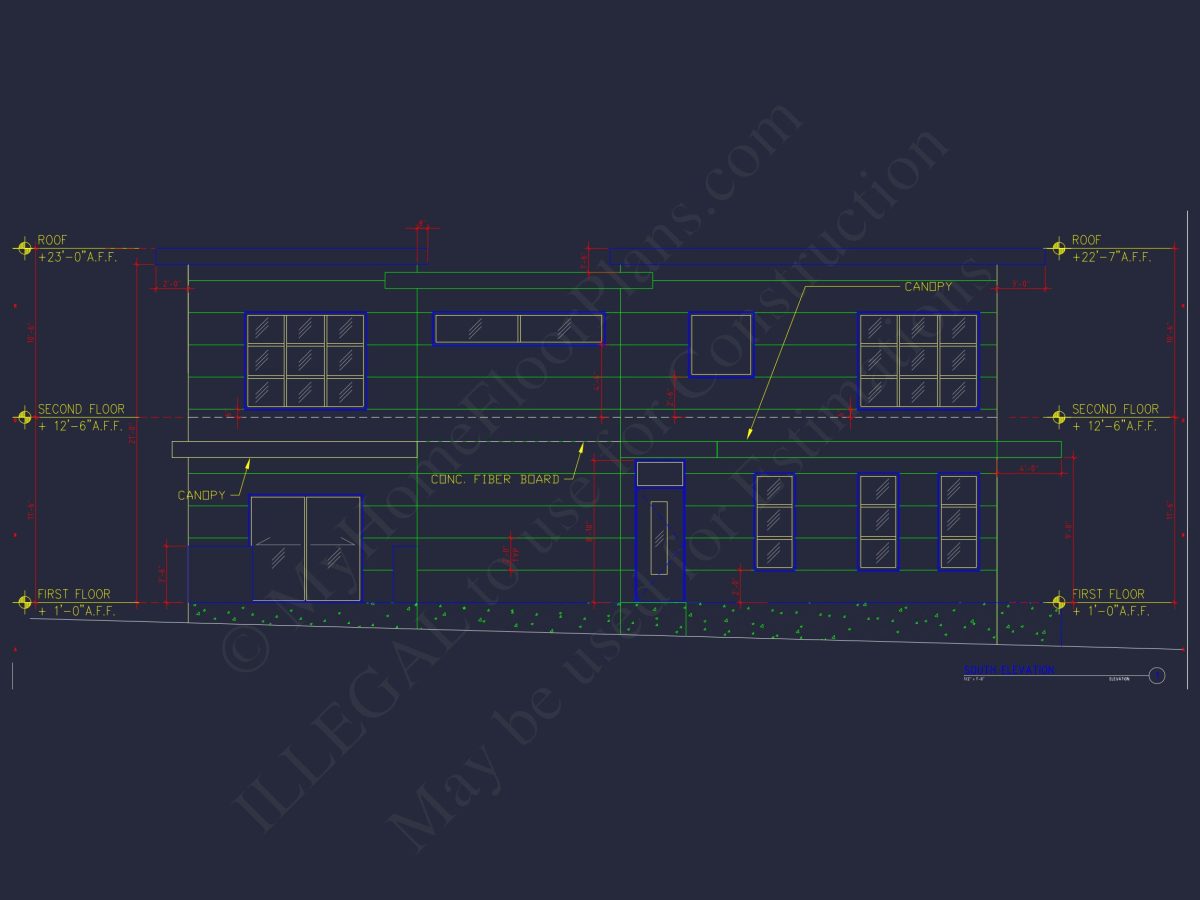 Modern 2-Story house Plan with CAD Blueprint Designs