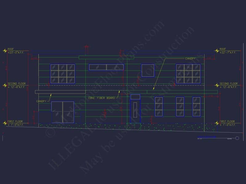 Modern 2-Story house Plan with CAD Blueprint Designs