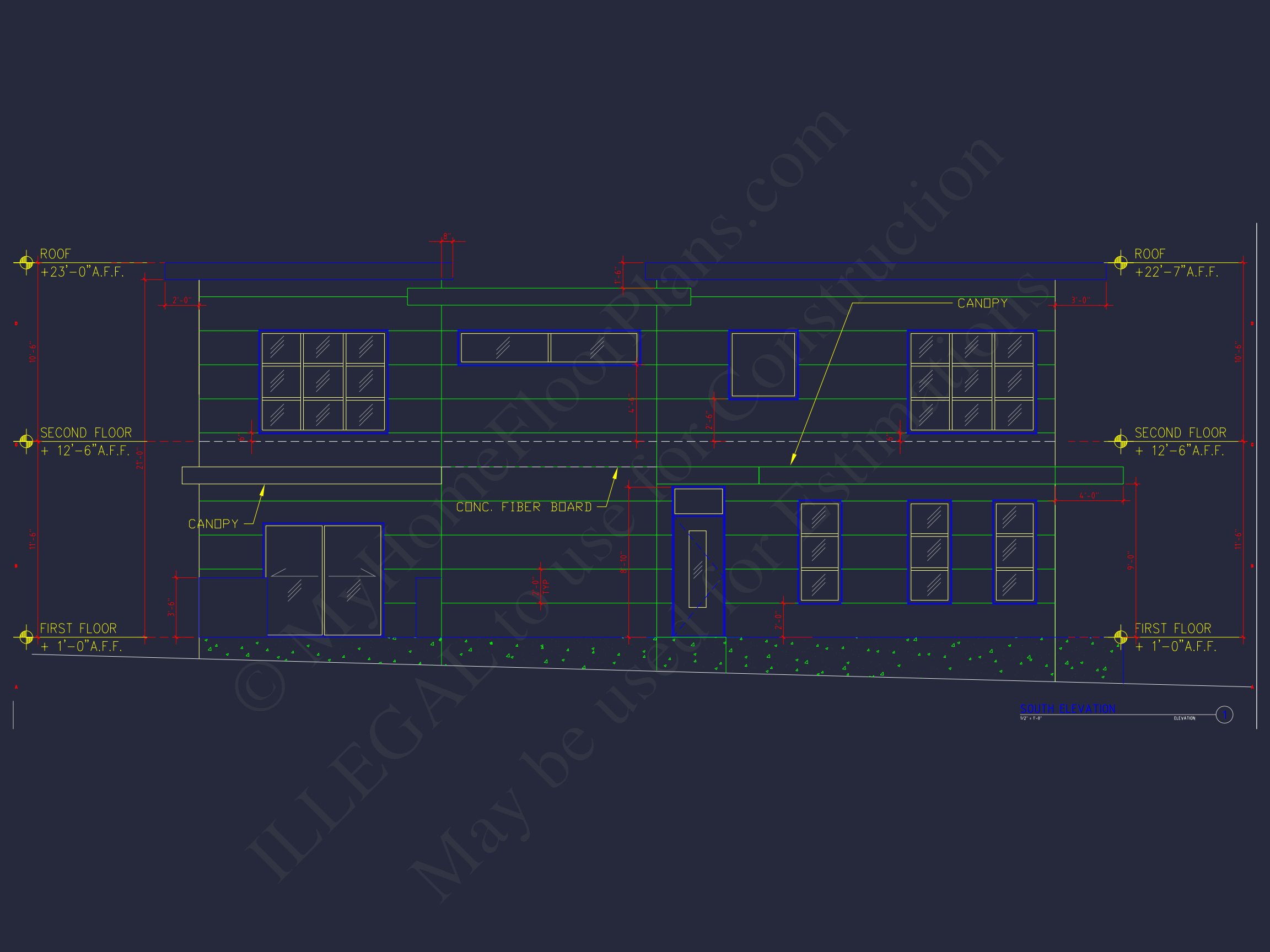Modern 2-Story house Plan with CAD Blueprint Designs