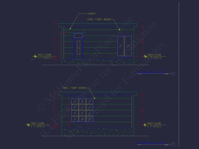 Modern 2-Story house Plan with CAD Blueprint Designs
