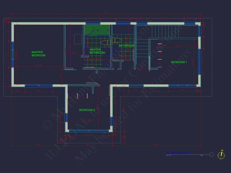 Modern 2-Story house Plan with CAD Blueprint Designs