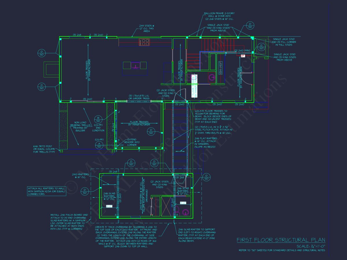 Modern 2-Story house Plan with CAD Blueprint Designs