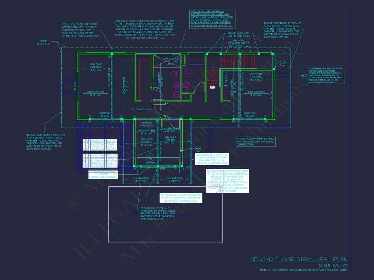 Modern 2-Story house Plan with CAD Blueprint Designs