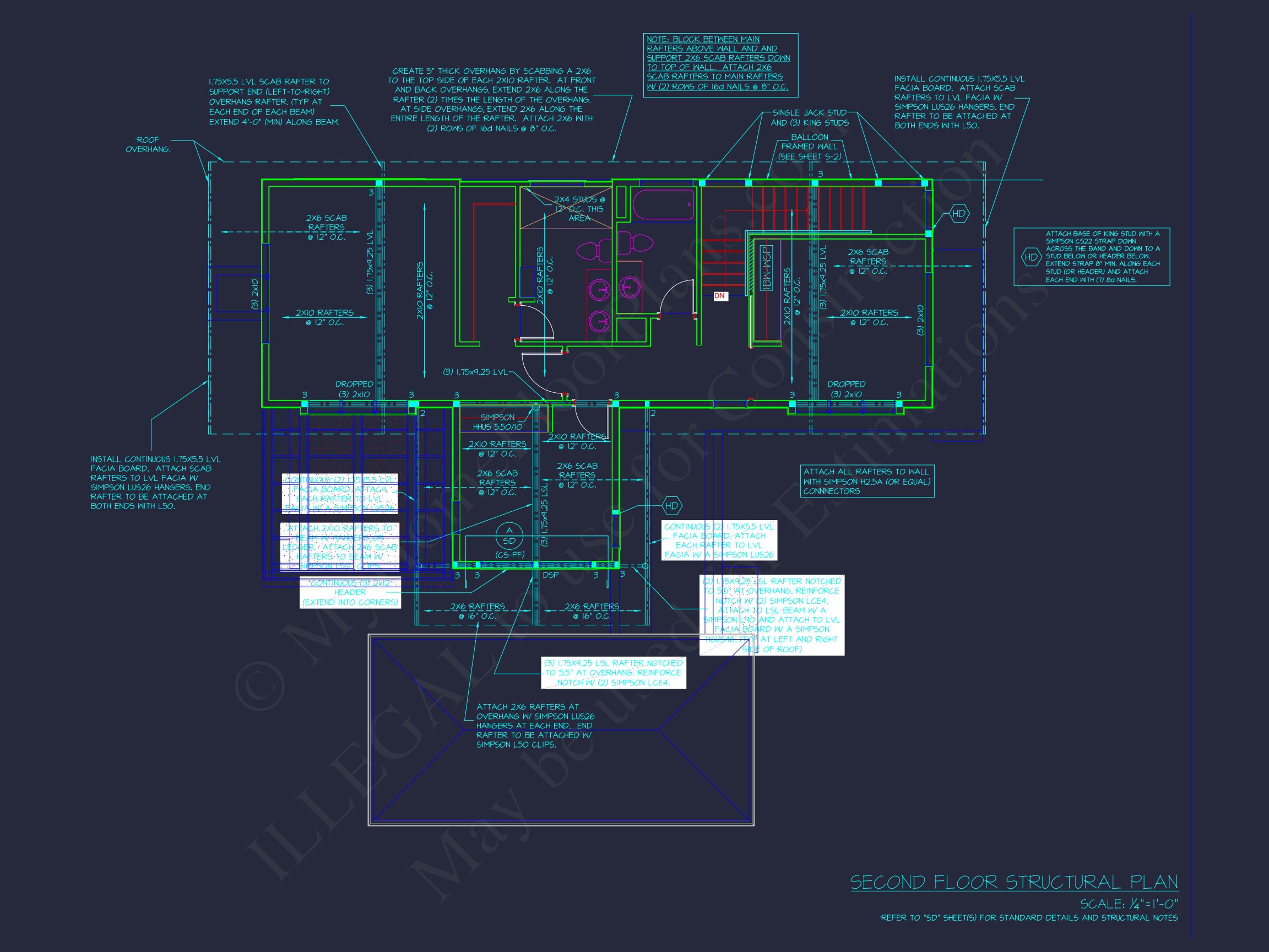 Modern 2-Story house Plan with CAD Blueprint Designs