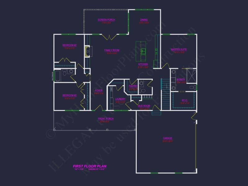 Modern 3-Bedroom house Plan with Spacious Layout and CAD Designs