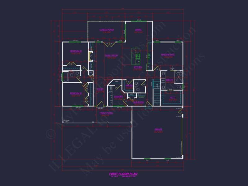 Modern 3-Bedroom house Plan with Spacious Layout and CAD Designs