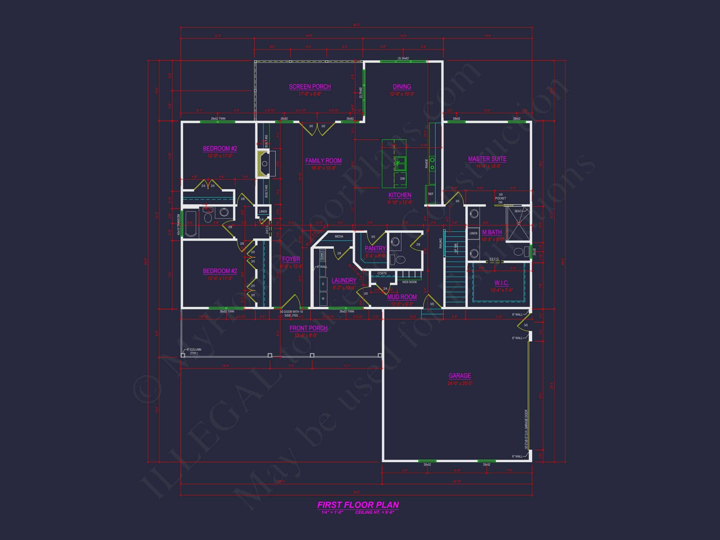 Modern 3-Bedroom house Plan with Spacious Layout and CAD Designs