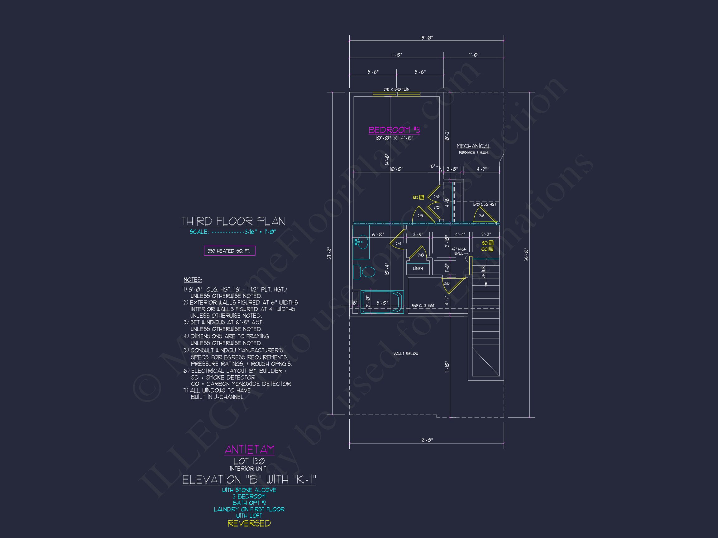 Modern 3-Story Craftsman Townhome Plan with CAD Designs