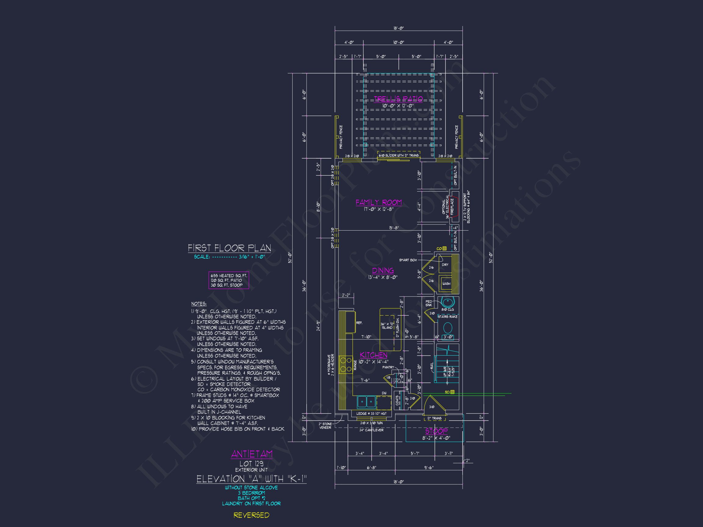 Modern 3-Story Craftsman Townhome Plan with CAD Designs