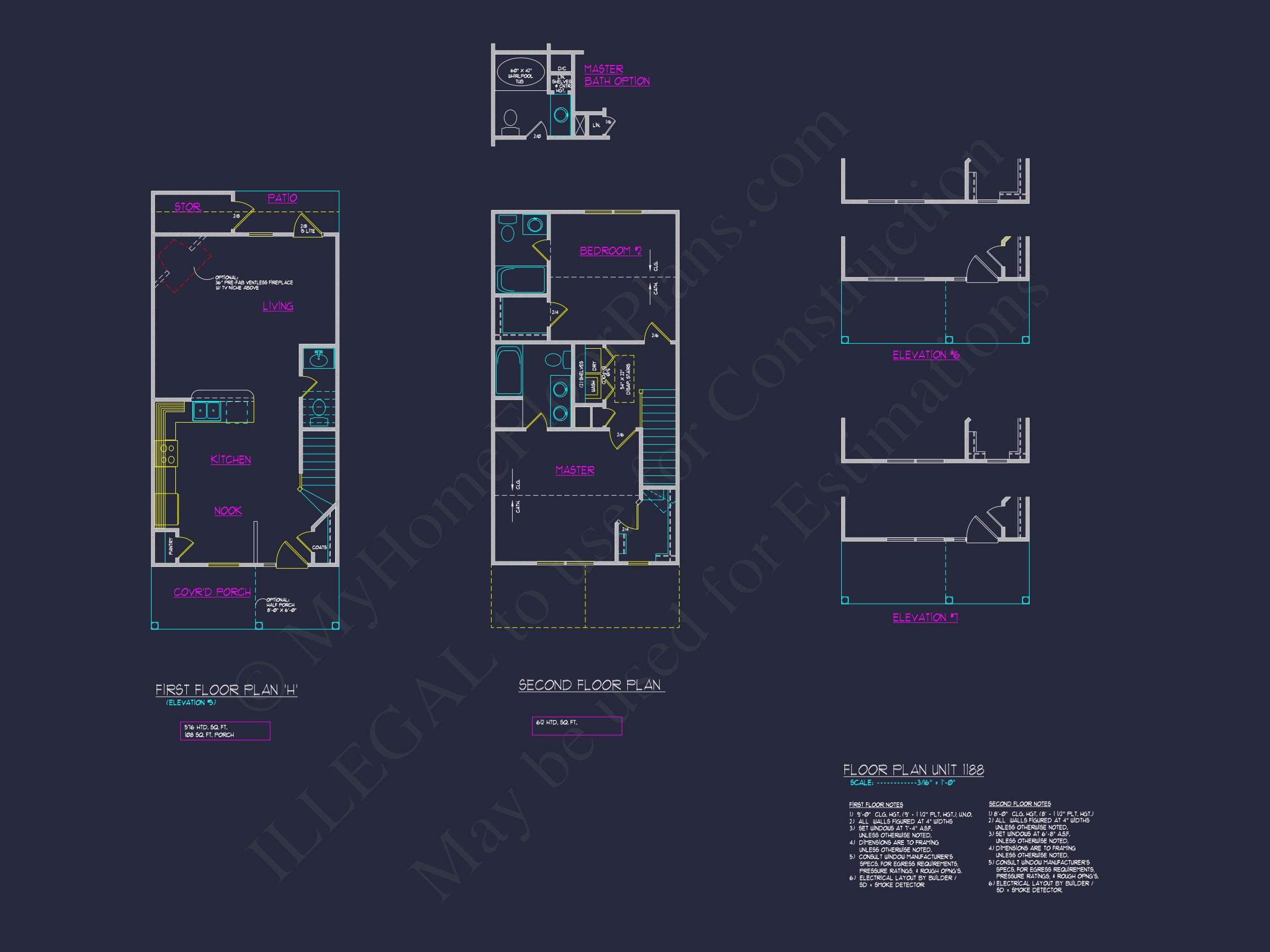 Modern 6-Unit Townhome Floor Plan with CAD Architecture Designs