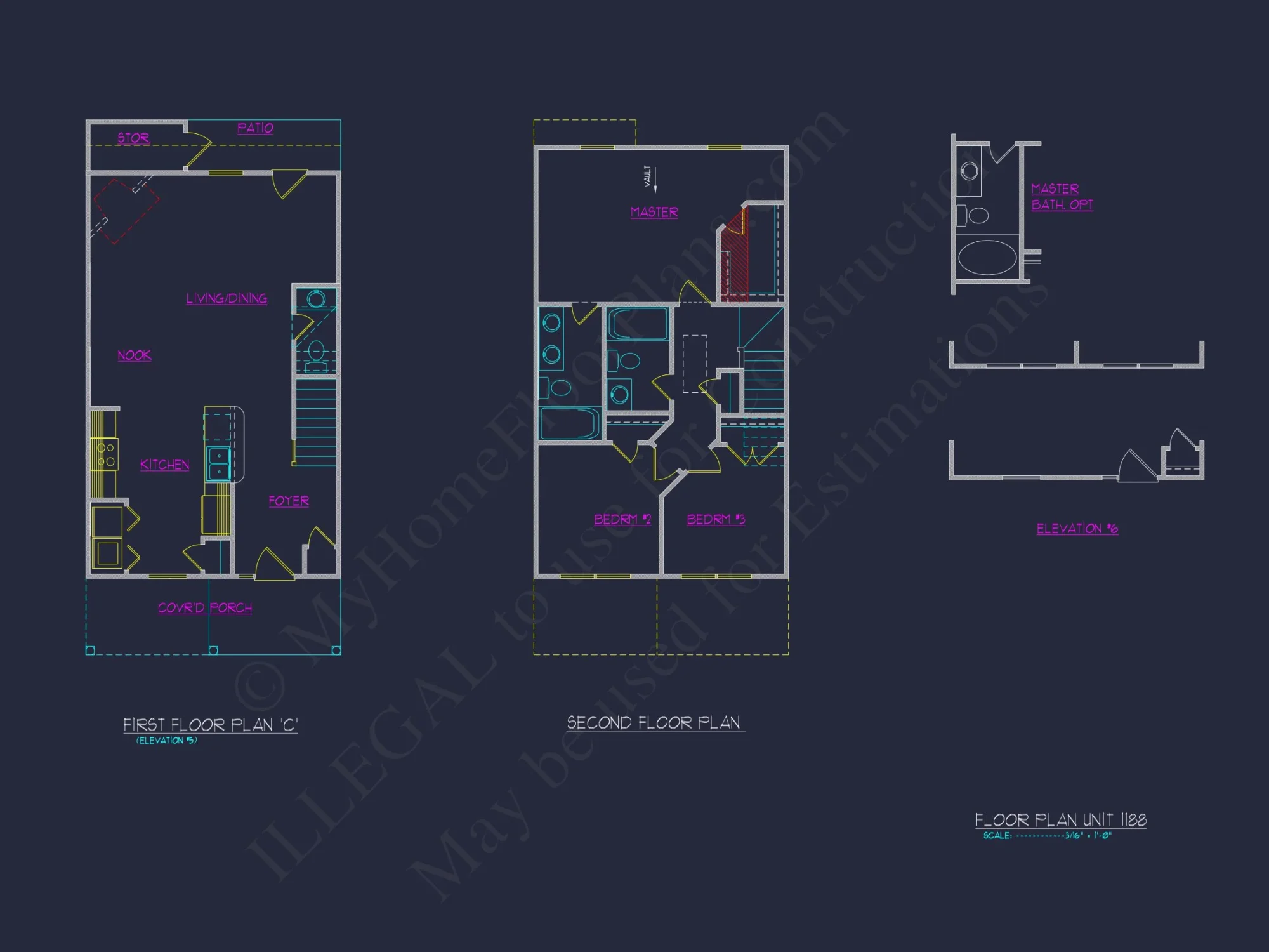 Modern 6-Unit Townhome Floor Plan with CAD Architecture Designs