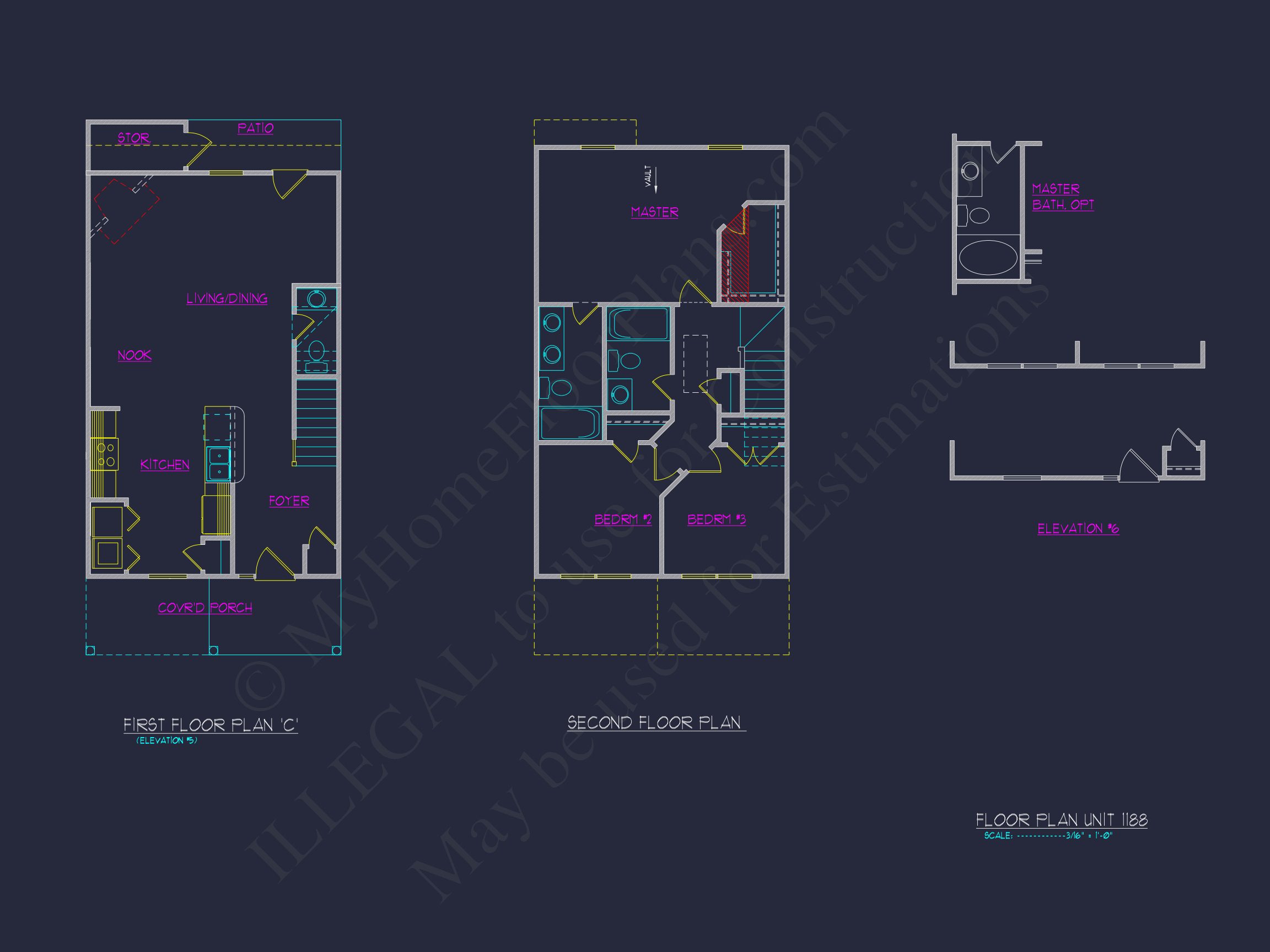 Modern 6-Unit Townhome Floor Plan with CAD Architecture Designs