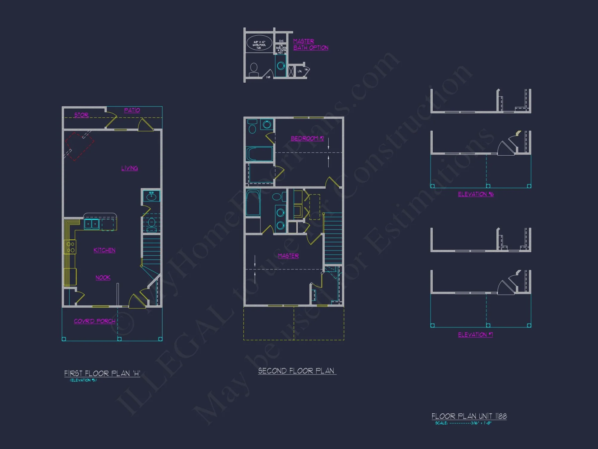 Modern 6-Unit Townhome Floor Plan with CAD Architecture Designs