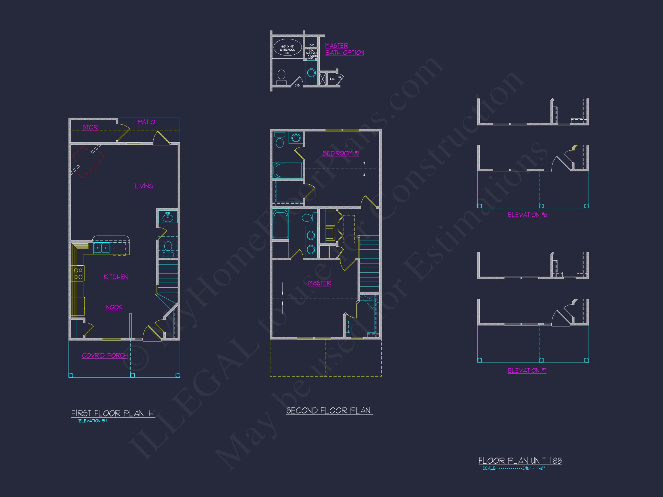 Modern 6-Unit Townhome Floor Plan with CAD Architecture Designs
