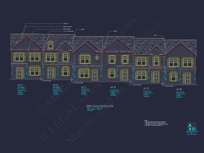 Modern 6-Unit Townhome Floor Plan with CAD Architecture Designs