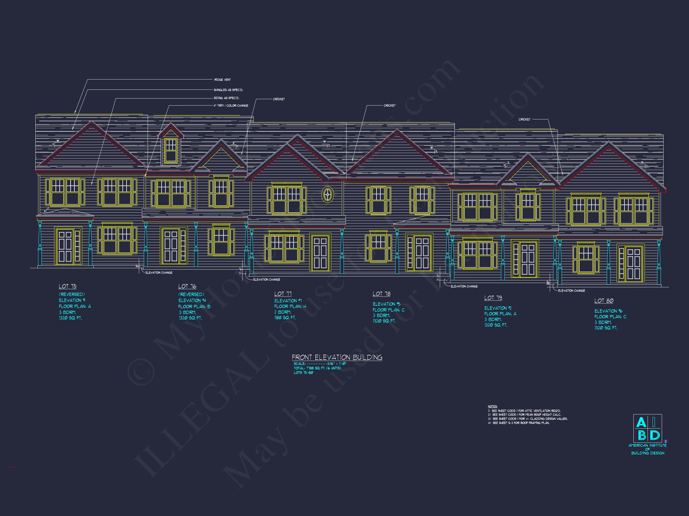 Modern 6-Unit Townhome Floor Plan with CAD Architecture Designs