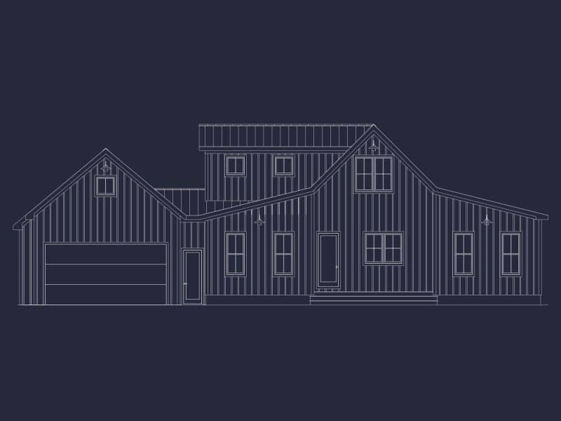 Modern Barn Style house Plan with 3 Bedrooms, 2.5 Bath, CAD Designs
