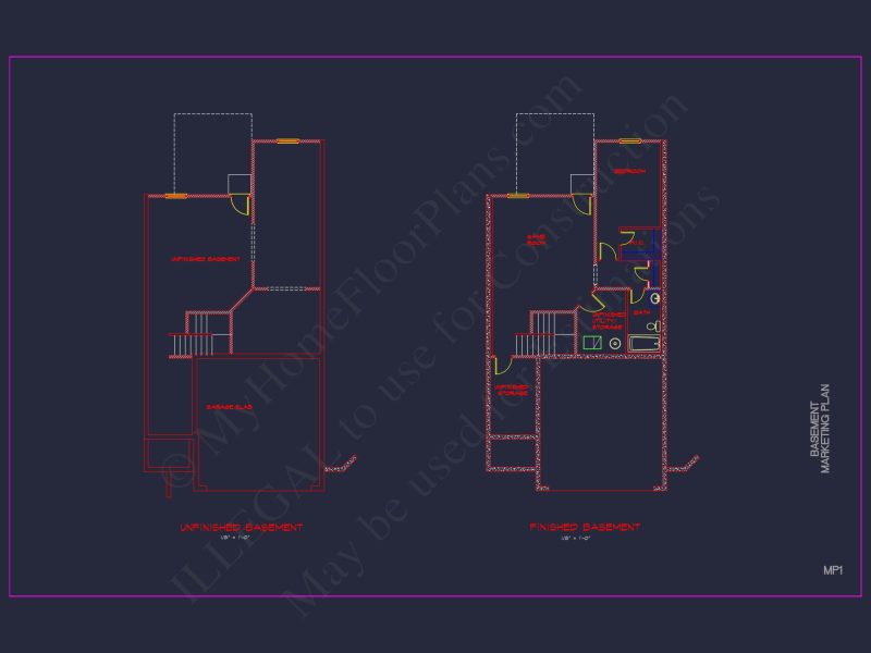 Modern CAD house Plan: 2-Story Floor Plan with Brick Design