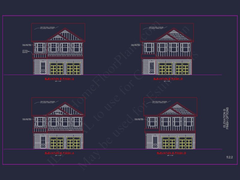 Modern CAD house Plan: 2-Story Floor Plan with Brick Design
