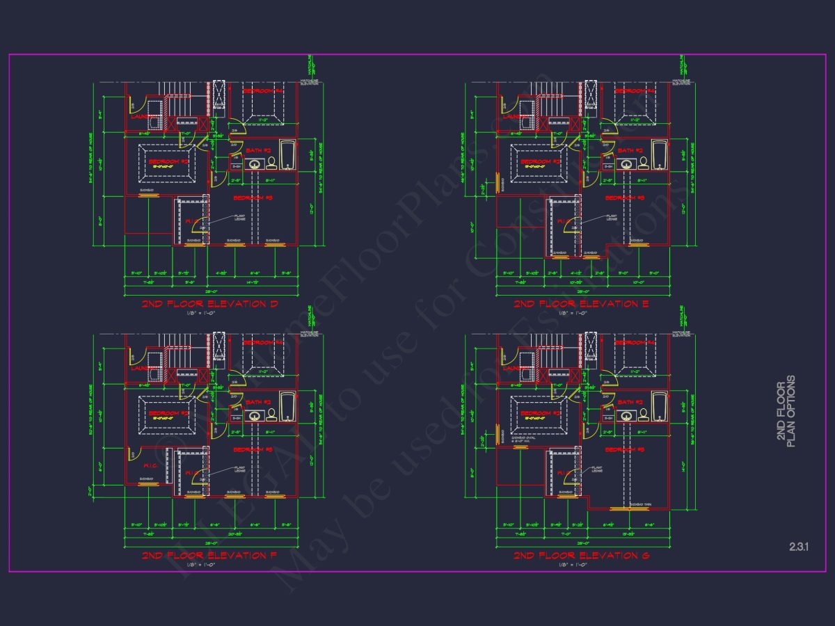 Modern CAD house Plan: 2-Story Floor Plan with Brick Design