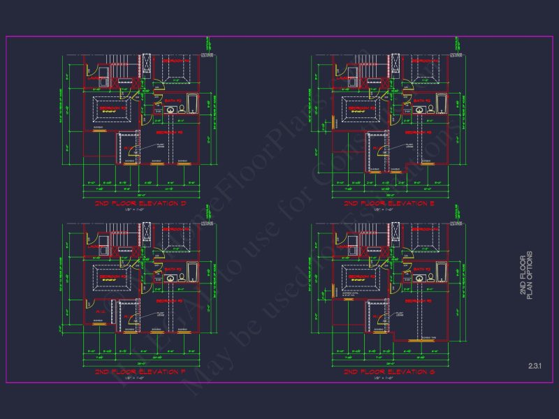 Modern CAD house Plan: 2-Story Floor Plan with Brick Design