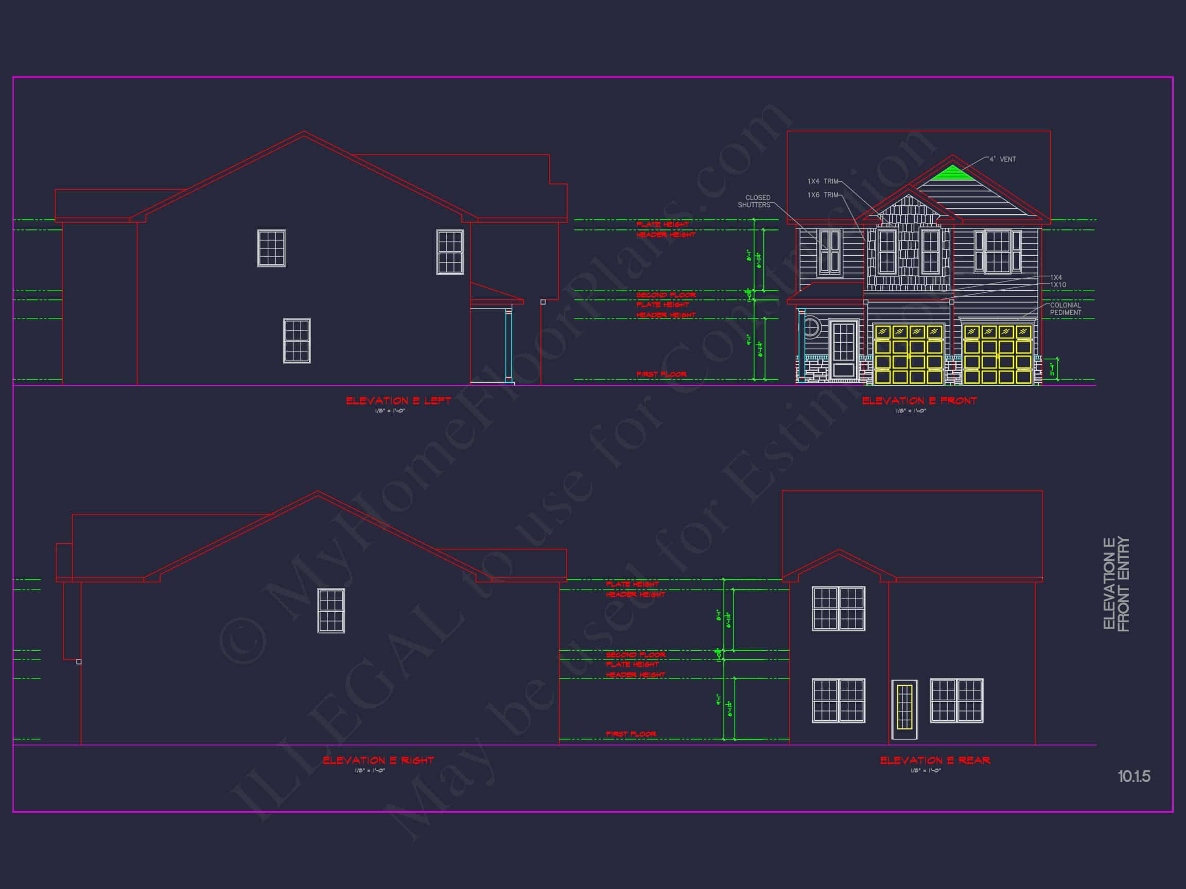 Modern CAD house Plan: 2-Story Floor Plan with Brick Design