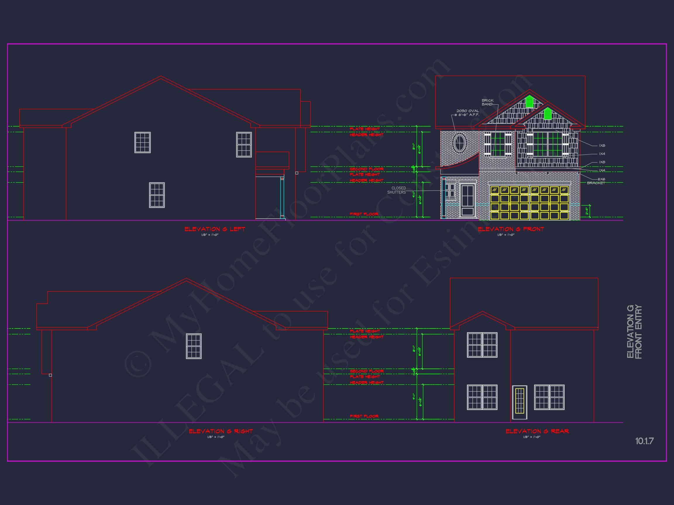 Modern CAD house Plan: 2-Story Floor Plan with Brick Design