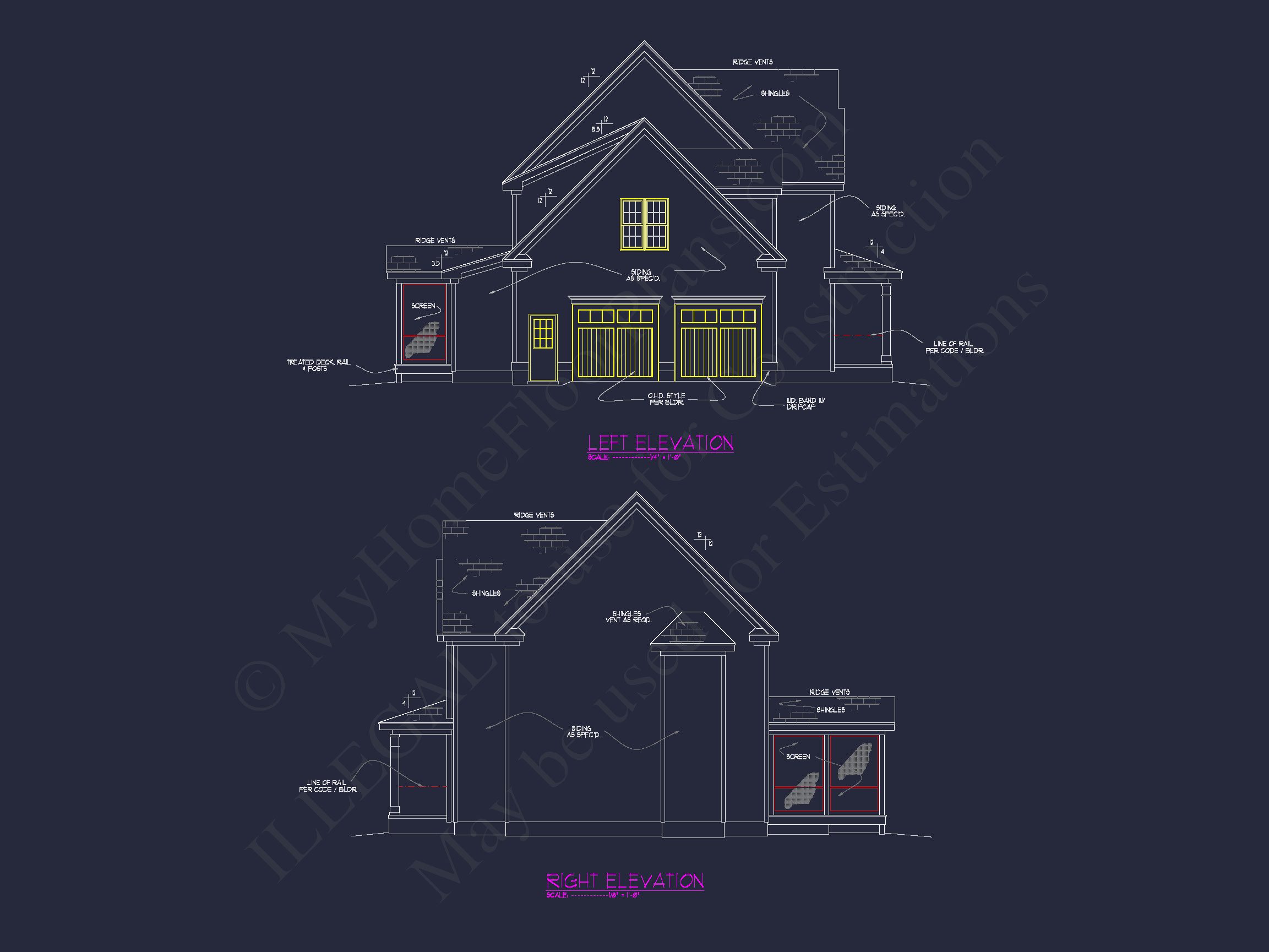 Modern CAD house Plan with 3 Beds,Basement,and 2.5 Baths